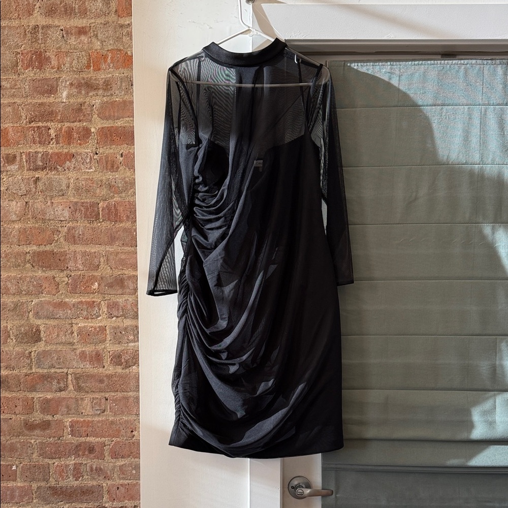 Calvin Klein Black Sheer Overlay Dress
